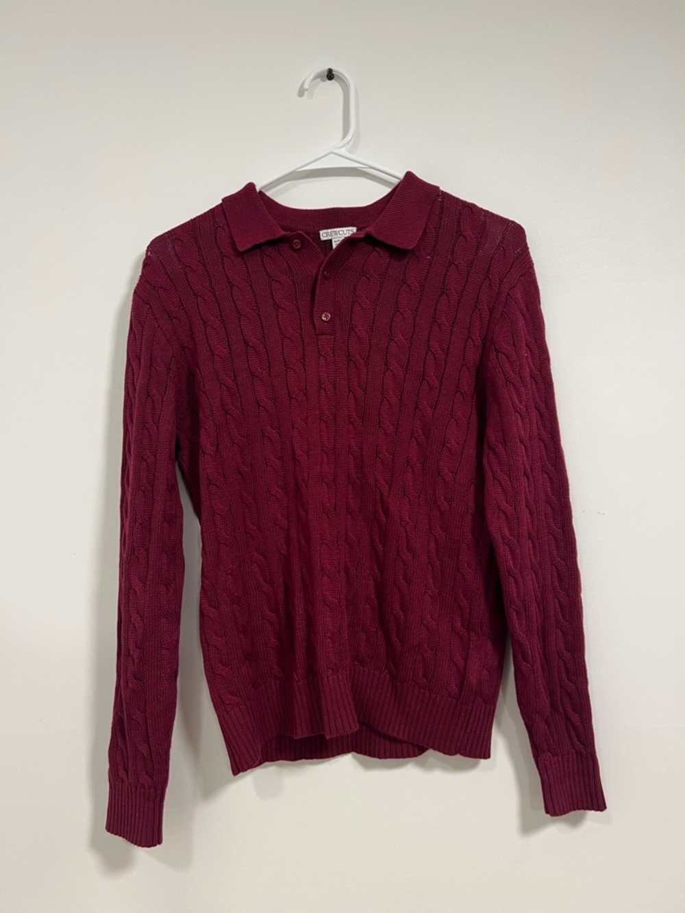 Crewcuts Ribbed Knit Polo Sweater in Burgundy